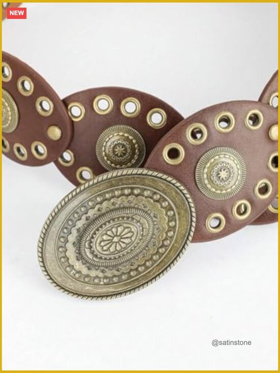 Vintage Cowgirl Disco Belt Wide PU Leather Western Belt main image 7